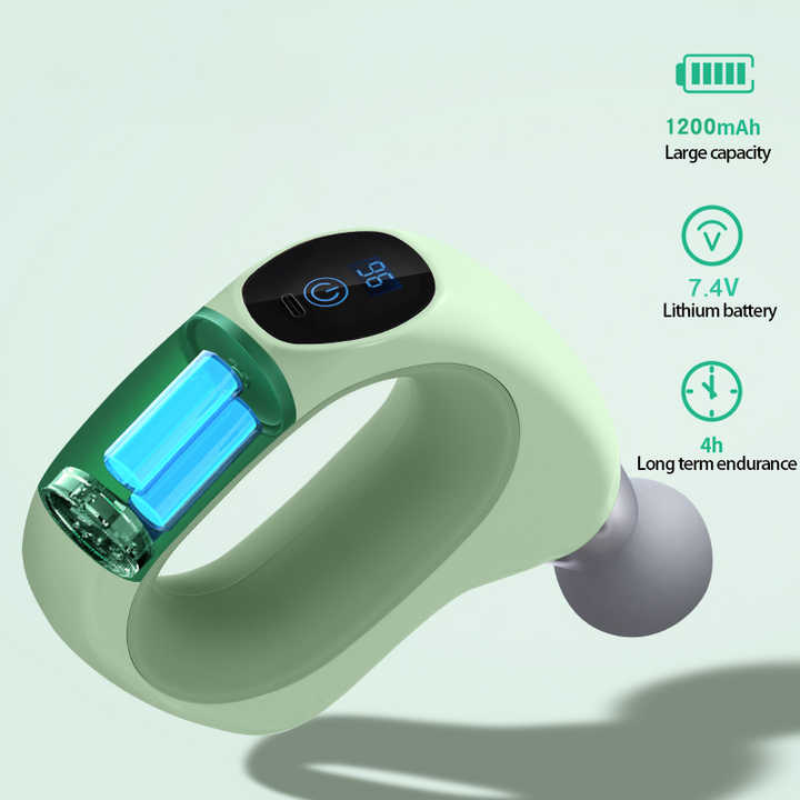 NNEDSZ Green Mini Handheld Fascia Gun - Quiet, Portable, and Adjustable 12-Speed Muscle Massager for Neck, Back, and Full Body Relief, ABS+TRP Material-3